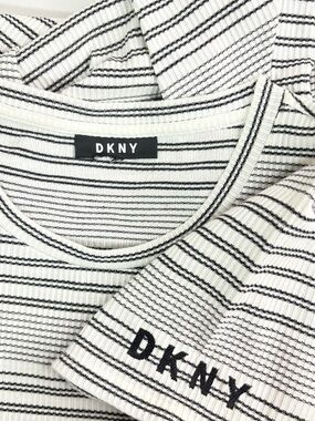 DKNY Black & White Striped Ribbed Tee
